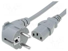 Cable | CEE 7/7 (E/F) plug angled,IEC C13 female | 1.5m | grey | PVC