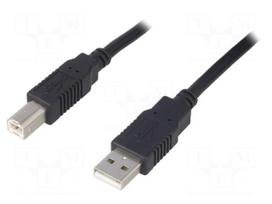 Cable | USB 2.0 | USB A plug,USB B plug | 3m | black | Core: CCA