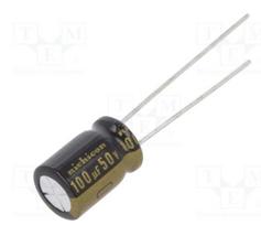 Kondensatorius: elektrolitinis | THT | 100uF | 50VDC | Ø8x11,5mm | Žingsnis: 3,5 mm