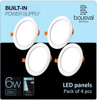 Komplektas iš 4 vnt apvalaus Įleidžiama LED panelė 6W 4000K 118x29mm su įmontuotu maitinimo šaltin