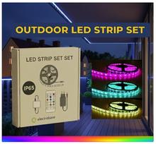 5 m spalvotų RGB, atsparių drėgmei 12V LED juostų komplektas su pulteliu | 14.4 W/m | IP65