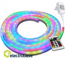 Spalvingas RGB LED NEON FLEX juostų rinkinys, 5m, 24W RGB, IP44, 220V