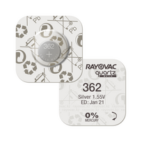 362 baterijos 1,55 V Rayovac sidabro oksido SR721SW 361 pakuotėje po 1 vnt.