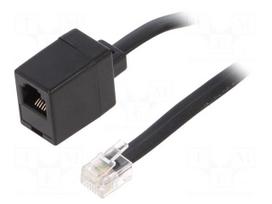 Cable: telephone | RJ12 socket,RJ12 plug | 3m | black