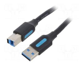 Cable | USB 3.0 | USB A plug,USB B plug | nickel plated | 0.5m | black