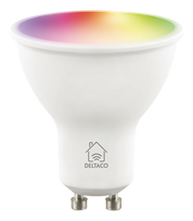 DELTACO LED lemputė, GU10, WIFI 2.4GHZ, 5W, 470LM, reguliuojamas, RGB, 2700K-6500K, 220-240V