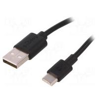 Kabelis; USB 2.0; USB A kištukas, USB C kištukas; 3 m; Juodas; Šerdis: Cu; 480Mbps