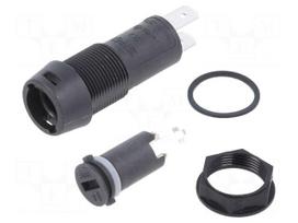Fuse holder | 5x20mm | 10A | 250VAC | FPG1 | on panel | black | UL94V-0
