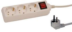 Prailginimo laidas 1,5 m su jungikliu 3 lizdai 3G1.0 baltas 123001