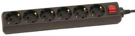 Prailginimo laidas 1,5 m su jungikliu 6 lizdai 3G1.0 juodas 33061