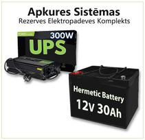 Komplektas : Rezervinis maitinimo šaltinis katilui + Akumuliatorius 12V 30Ah