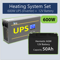 Rinkinys:  Profesionalus Inverteris UPS šildymo sistemai 600W + 12V 55Ah baterija.