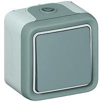Push-button Plexo IP 55 - N/O contact - 10 A - surface mounting - grey