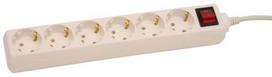 Prailginimo laidas 3,0 m su jungikliu 6 lizdai 3G1,0 baltas 126003