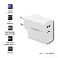 Qoltec įkroviklis | 45W | 5-20V | 2.4-3A | C tipo USB + A tipo USB