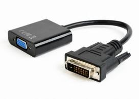 DVI-D į VGA adapterio laidas, juodas, lizdinė plokštelė, Cablexpert A-DVID-VGAF-02