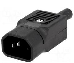 Jungtis: kintamosios srovės tiekimas | kištukas | vyras | 10A | 250VAC | IEC 60320 | C14 (E)