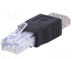 Perėjimas: adapteris | USB 2.0 | juoda | RJ45 kištukas, USB A lizdas