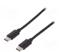 Kabelis | USB 2.0 | abi pusės, USB C kištukas | nikeliuotas | 1,8 m | juodas