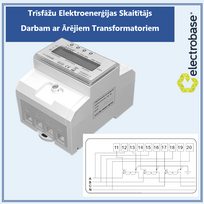 MODBUS trifazis elektros skaitiklis darbui su išoriniais transformatoriais, 3x230/400 V, 6A