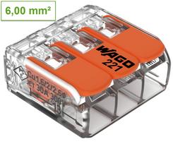 3 kontaktų gnybtas 221-613 1 vnt. Smulkiosios grandinės laidininkas: 0,14 … 6 mm² / 24 … 12 AWG