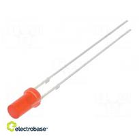 LED | 3 mm | raudona | 68÷100mcd | 140° | Priekis: plokščias | 1,8÷2,6 V | Žingsnis: 2,54 mm