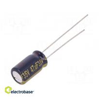 Kondensatorius: elektrolitinis | mažas ESR | THT | 47uF | 35VDC | Ø6,3x11,2 mm