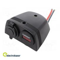 Ampermetras | automobilio žiebtuvėlio mini lizdas x1 | Maitinimo įtampa:7÷33VDC | juodas