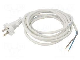 Cable | 2x1mm2 | CEE 7/17 (C) plug,cables | PVC | 3m | white | 16A | 250V