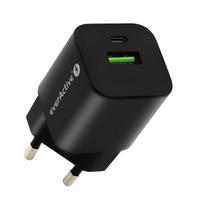 everActive GaN SC-390QB įkroviklis su USB-A QC3.0 ir USB-C 30W juodas