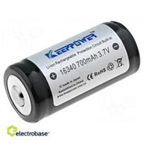 Baterija: Li-Ion | 16340 | 3,7 V | 700 mAh | Ø16x36mm | 3A