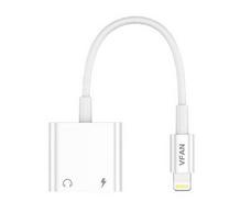 L10 adapteris Lightning į Lightning + Aux 10cm baltas