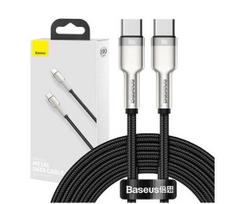Cafule serijos metalinis duomenų kabelis USB-C 100W 2m juodas