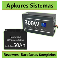 Rinkinys:  Profesionalus Inverteris UPS šildymo sistemai 300W + 12V 55Ah baterija.
