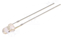 LED; 3mm; red; 1120÷1560mcd; 30°; Front: convex; Pitch: 2.54mm