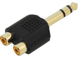 Jungtys // Different Audio, Video, Data connection plug and sockets // 3302#                Rozgałęźnik wtyk 6,3st-2gniazdo rca złoty
