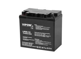 12 V 55 Ah akumuliatorius :: Gelio (GEL) :: 12 voltų, 55 ampervalandės (Ah) :: VIPOW