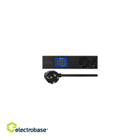 7-Outlet 19" power distribution unit, 3500W, CEE 7/3, digital volt/amp meter DELTACO black / GT-8637