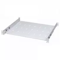 1U reguliuojama ištraukiama lentyna, 4 priekiniai + 4 galiniai laikikliai, 450 mm, pilka