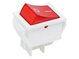Elektros prekės // Jungikliai elektronikai // 4708# Przełącznik mk621 podświetlany 230vczerwony biała obudowa