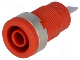 Laboratory connector: 4mm banana | socket | 1kV | 36A | red | insulated