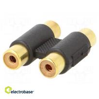 Adapteris | RCA lizdas x2, abi pusės | Dengimas: paauksuotas | juodas
