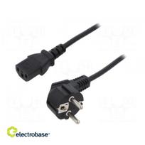 Cable; CEE 7/7 (E/F) plug angled,IEC C13 female; PVC; 1.2m; 10A