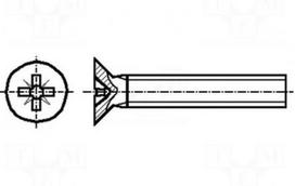 Screw; M3x5; 0.5; Head: countersunk; Pozidriv; PZ1; steel; zinc