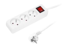Elektros prekės // Maitinimo prailgintuvų, skirstytuvų ir UK bei USA adapterių rinkinys // 98-732# Przedłużacz sieciowy pr-370wsp 3-gniazda z uziemieniem+wyłącznik 3m biały 3x1,5mm