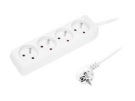 Elektros prekės // Maitinimo prailgintuvų, skirstytuvų ir UK bei USA adapterių rinkinys // 98-714# Przedłużacz sieciowy pr-470p 4-gniazda z uziemieniem 1,5m biały 3x1,5mm