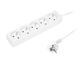 Elektros prekės // Maitinimo prailgintuvų, skirstytuvų ir UK bei USA adapterių rinkinys // 98-719# Przedłużacz sieciowy pr-570p 5-gniazd z uziemieniem 5m biały 3x1,5mm