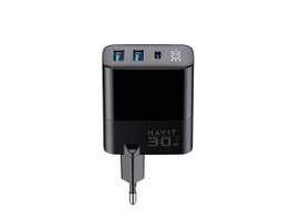Havit UCLE001 EU - GaN three-port charger 30 W, black