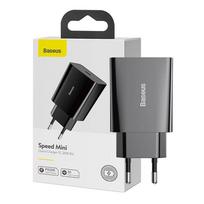 Adapteriai Baseus  Baseus Speed Mini Quick Charger, USB-C, PD, 3A, 20W (black)