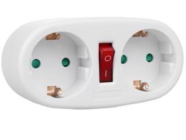 Elektros lizdas, skirstytuvas su 2 lizdais ir jungikliu, universalus, 2x16A, MCE338 F